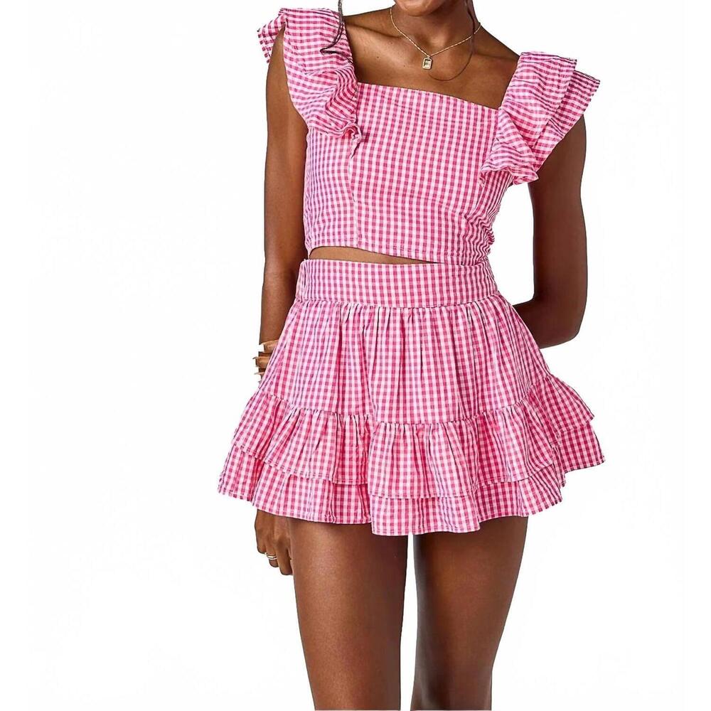 NEW CAKE FOR DINNER maya top in pink gingham